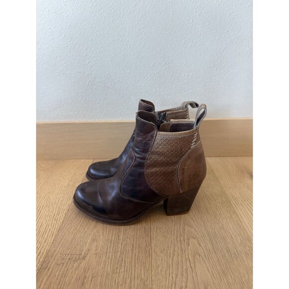BED STU Leather Ankle Boots Tak Rustic Carola Womens 7.5 Brown Side Zip Shoes - Picture 6 of 6